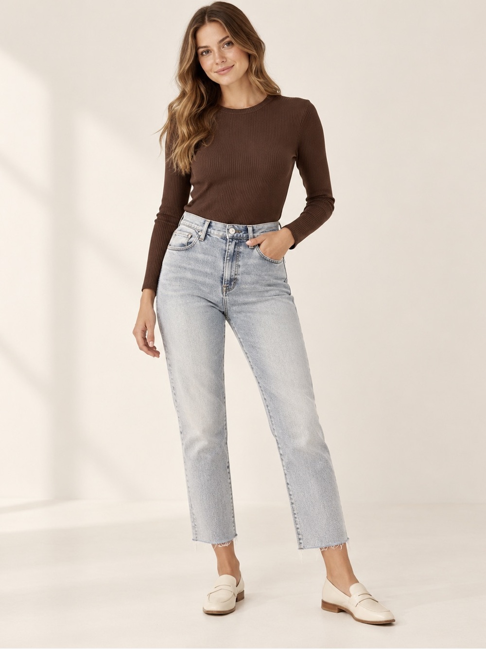 Kensie light-wash cropped stovepipe jeans size 27